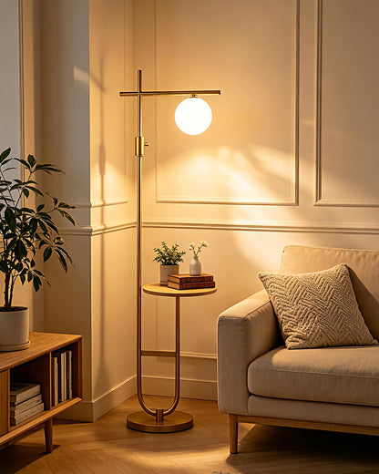 Lightdot 63IN Gold Floor Lamp Dimmable 3-Lights Globe LED Floor Lamps with 3000K Soft Warm White for Wedding/Party Tall Lamp with 5Lbs Heavy Base for Living Room/Bedroom/Sofa Beside/Corner Decor