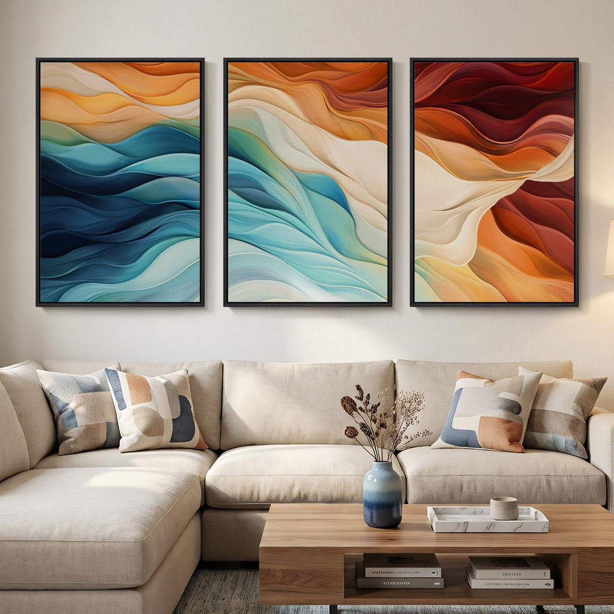 Large Framed Abstract Nature Landscape Wall Art for Living Room, 24x36 In