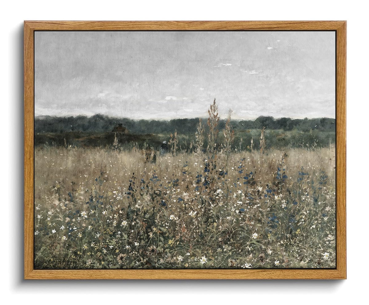 OIQArtOIQ Framed Vintage Wall Art Country Wildflower Canvas Art Paintings