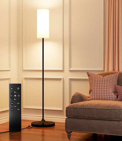 USTO Dimmable Floor Lamp with Remote,12W Led Bulb and Foot Switch, Black