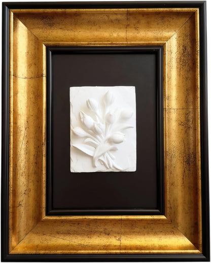 Tulip 3D Sculpture Wall Art, Statue Frame Gypsum Relief Wall Decoration