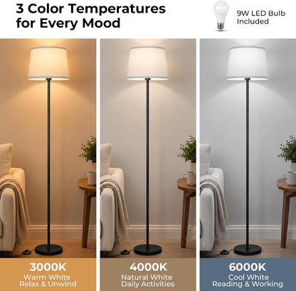 JUNNAI 61.8" Floor Lamp for Living Room, Modern Standing Lamp for Bedroom