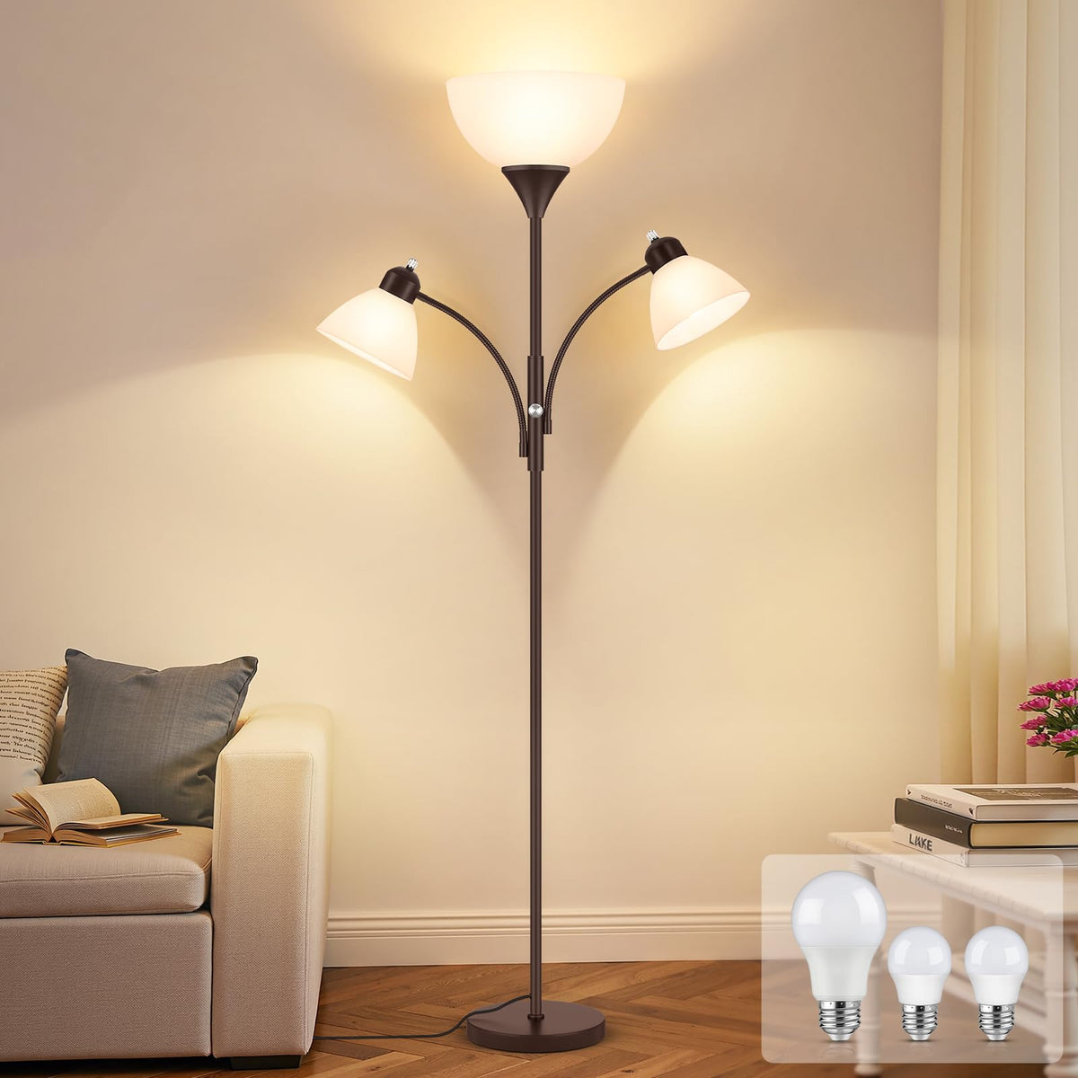 Coucrek Torchiere Floor Lamps for Living Room, 72" Dimmable Reading Lamp