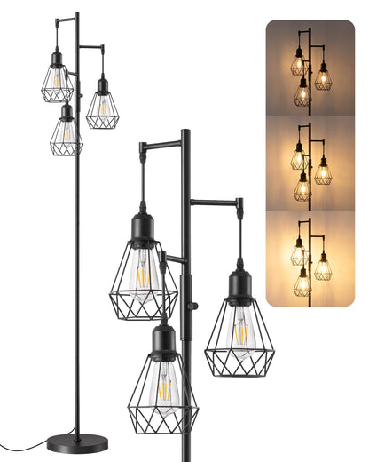 EDISHINE 70IN Farmhouse Floor Lamps for Living Room, Black Dimmable