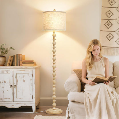 Luvkczc Farmhouse Floor Lamps for Living Room, Standing Lamp with Bulb