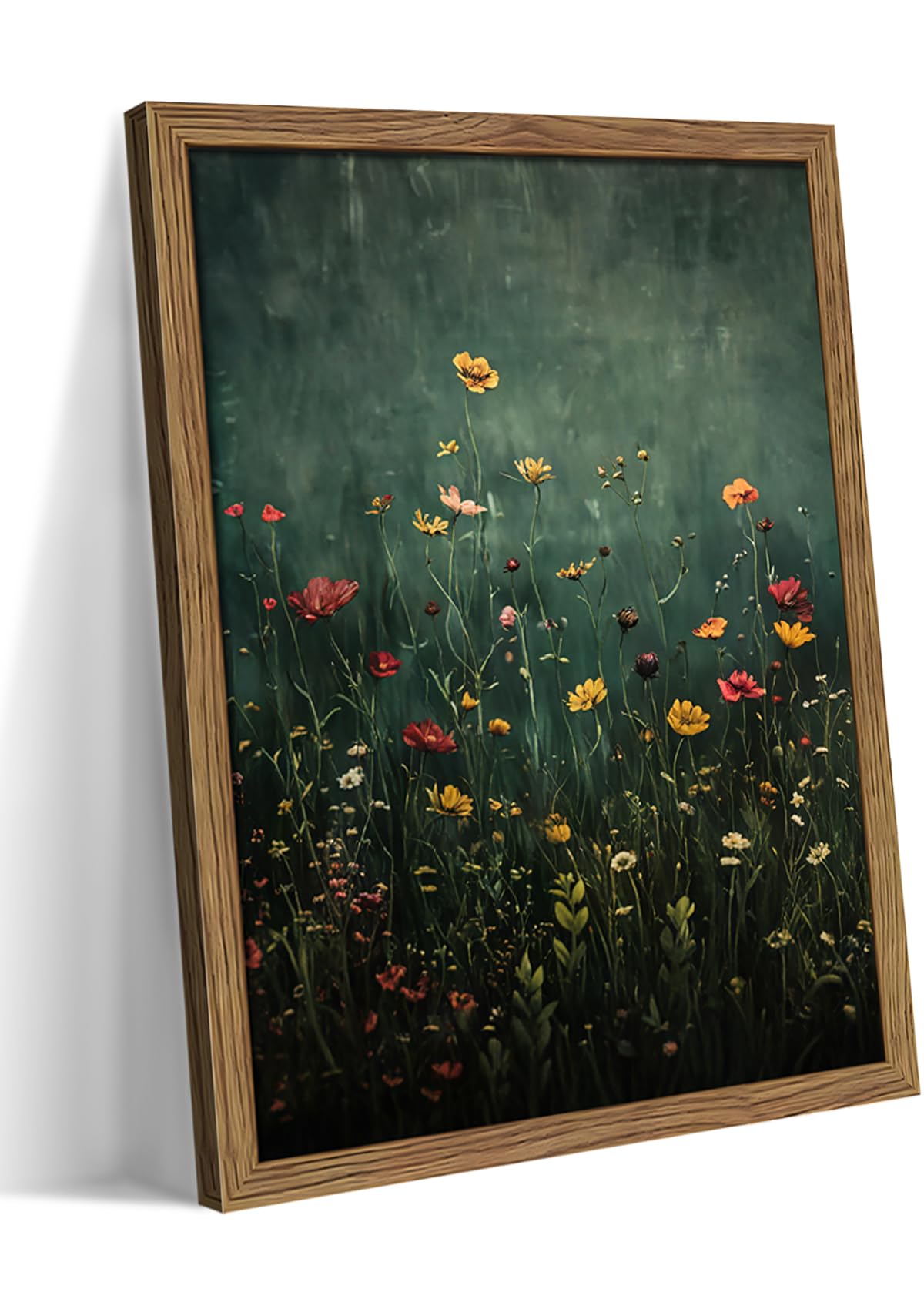 Framed Sunset Boho Wall Art for Living Room - Modern Abstract Floral Canvas Picture Boho Wall Decor, Sun Landscape Aesthetic Painting Poster Prints for Bedroom Home Office 12x16 inch