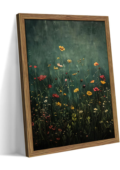 Framed Sunset Boho Wall Art for Living Room - Modern Abstract Floral Canvas Picture Boho Wall Decor, Sun Landscape Aesthetic Painting Poster Prints for Bedroom Home Office 12x16 inch