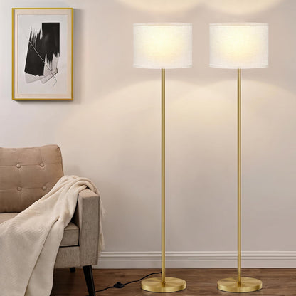 Modern Floor Lamp Simple Design with White Shade & Foot Pedal Switch