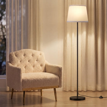 Modern Floor Lamp Simple Design with White Shade & Foot Pedal Switch