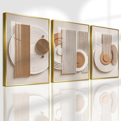 Pennimor 3Pc Abstract Geometric Aluminum Alloy Frame Wall Art 12x18in Black