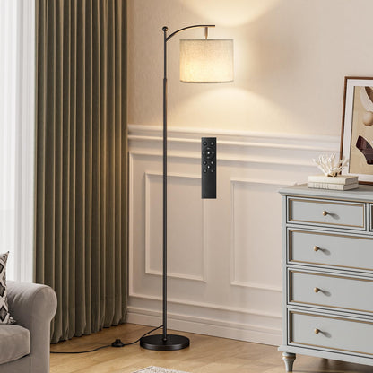 Ambimall 60" Floor Lamp with Remote and Stepless Dimmable Bulb, Black Pole