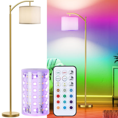 Floor Lamp for Living Room, LED Standing Lamp Tall Industrial Floor Lamp Reading for Bedroom, Office (9W LED Bulb, Beige Lampshade Included) -Oil-Rubbed Bronze