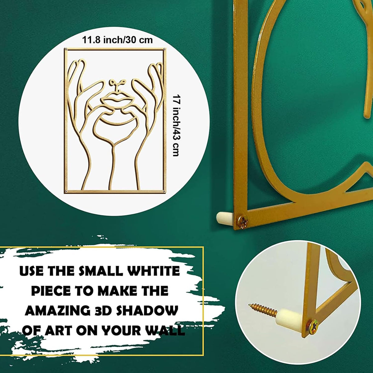 Glamativity 4 Pack Gold Wall Art Decor, Minimalist Single Line Real Metal Wall Art, Woman's Body Shape Abstract Wall Art (Gold Classic Style, 17 x 11.8'')