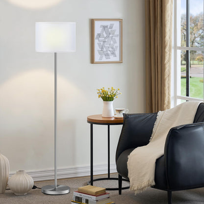 Modern Floor Lamp Simple Design with White Shade & Foot Pedal Switch
