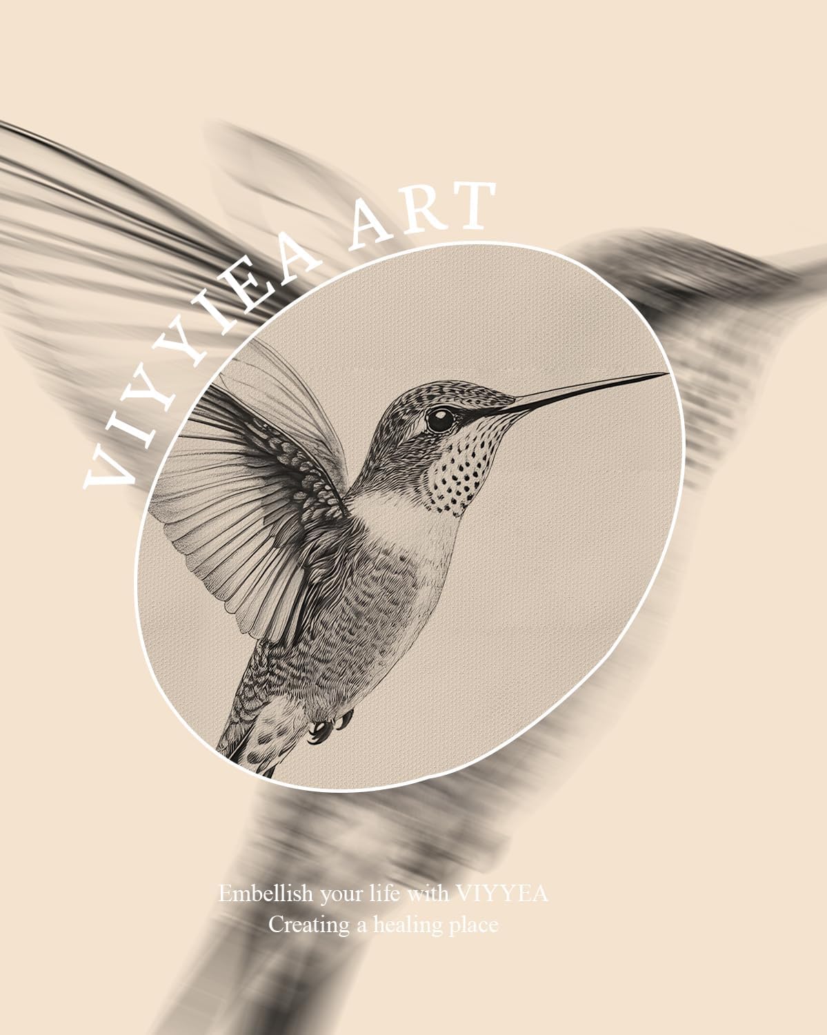 VIYYIEA Vintage Gold Framed Wall Art – Hummingbird Sketch, 8x10 IN