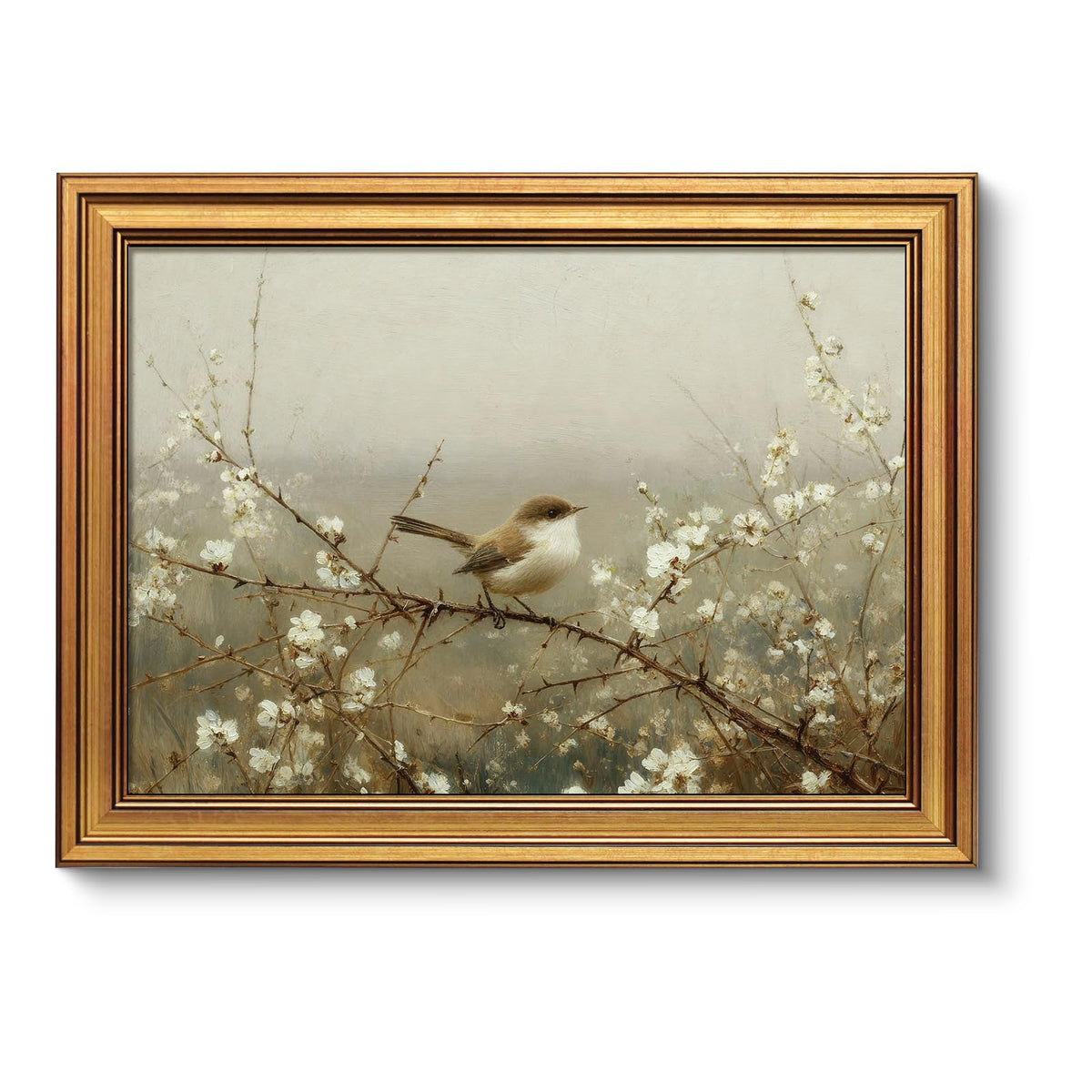 VIYYIEA Vintage Gold Framed Wall Art – Hummingbird Sketch, 8x10 IN