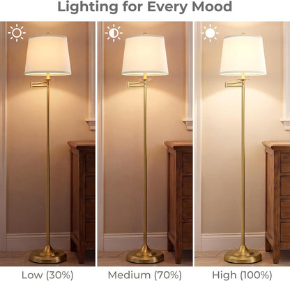 Qingmiao 61" Vintage Floor Lamp with Swing Arm 350° Adjustable, 3-Way Bulb