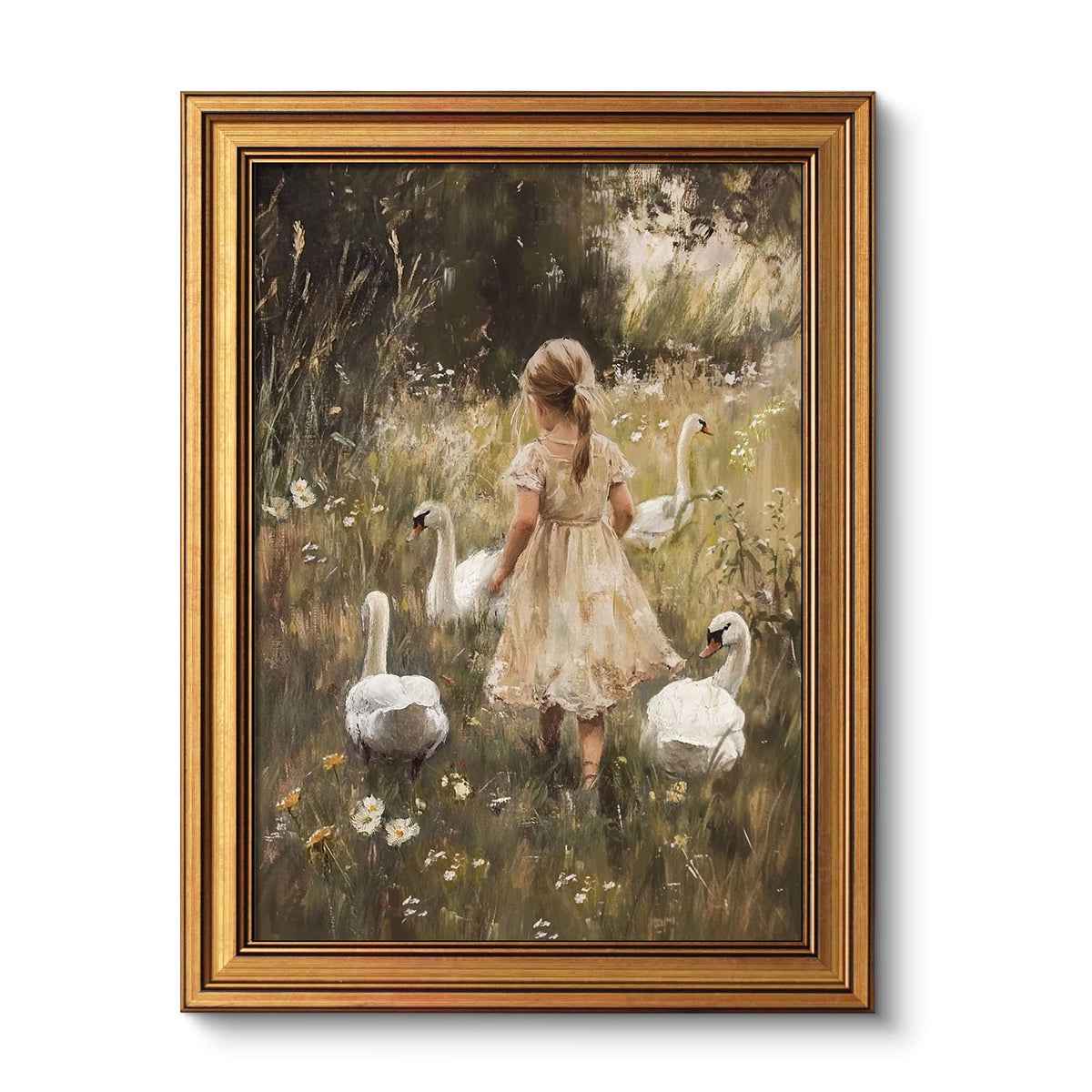 VIYYIEA Vintage Gold Framed Wall Art – Hummingbird Sketch, 8x10 IN