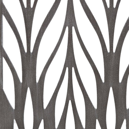 Madison Park Florian Wall Art - Carved Wooden Botanical Leaves Framed, Natural Sheen Finish - Modern Décor for Living Room, Ready to Hang Bedroom Decoration, 12"W x 36"H x 1"D, Reclaimed Grey 2 Piece