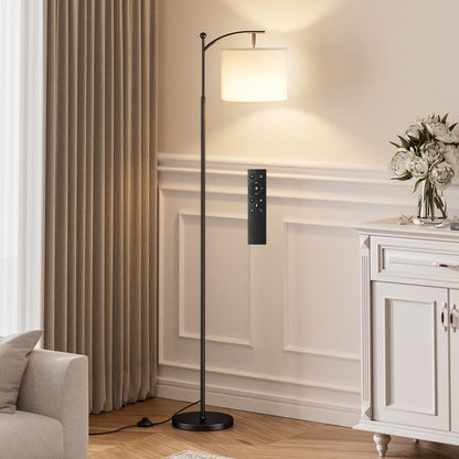 Ambimall 60" Floor Lamp with Remote and Stepless Dimmable Bulb, Black Pole