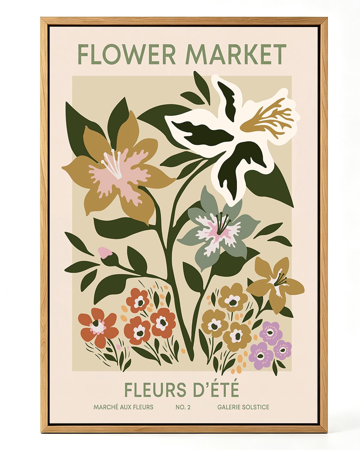 Zzuyi Flower Market Framed Wall Art Boho Botanical Floral Wall Decor 12x16