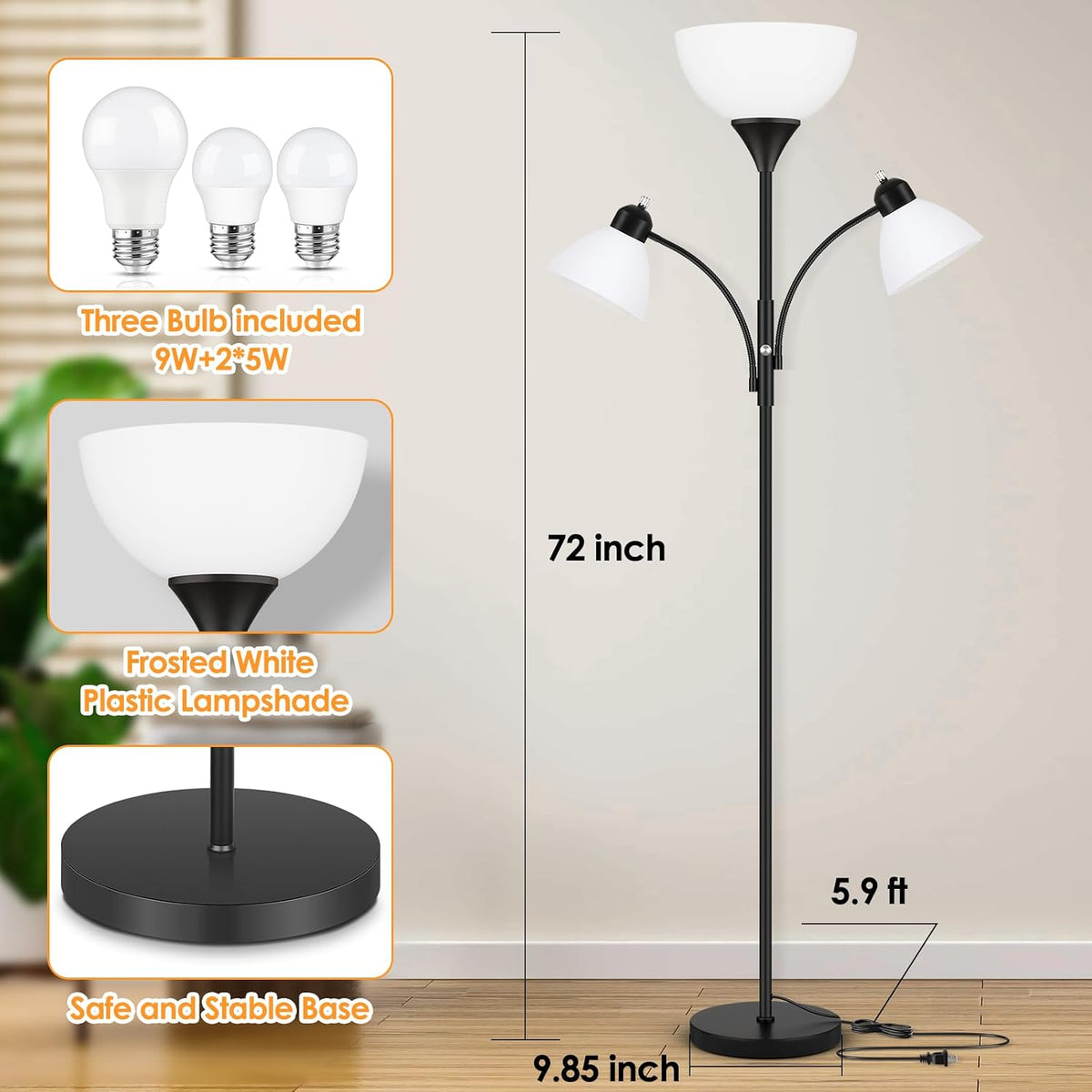 Coucrek Torchiere Floor Lamps for Living Room, 72" Dimmable Reading Lamp