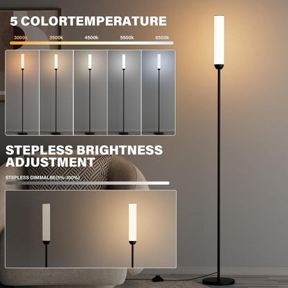 Ambimall LED Floor Lamp with Remote Control, Foot Switch, Black