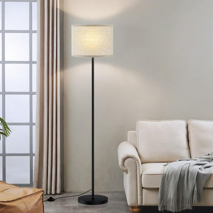 Modern Floor Lamp Simple Design with White Shade & Foot Pedal Switch
