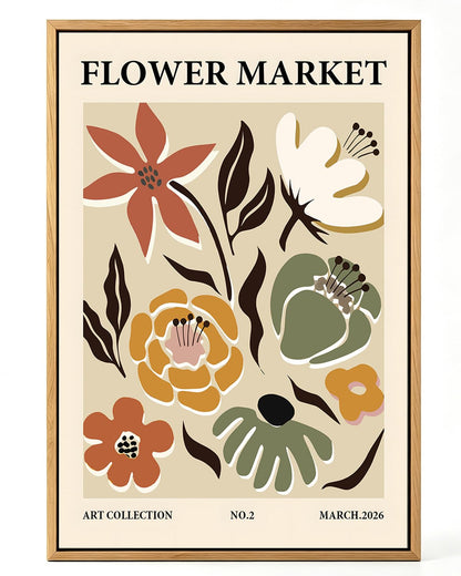 Zzuyi Flower Market Framed Wall Art Boho Botanical Floral Wall Decor 12x16