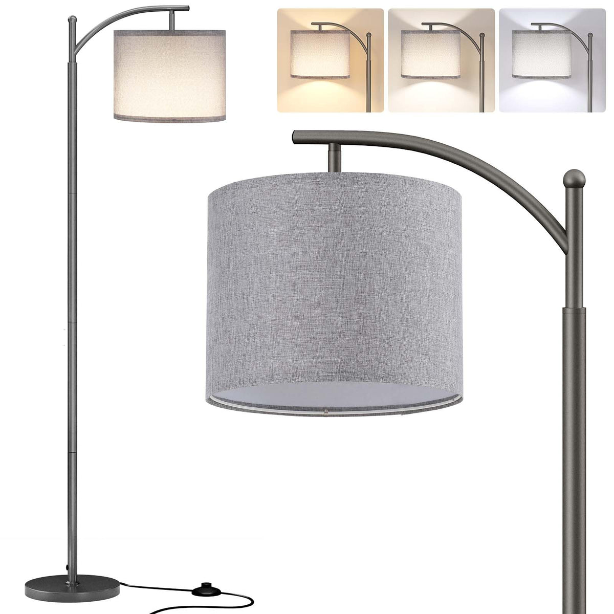 SUNMORY Arc Floor Lamp, Modern Floor Lamp with 3 Color Temperatures Bulb