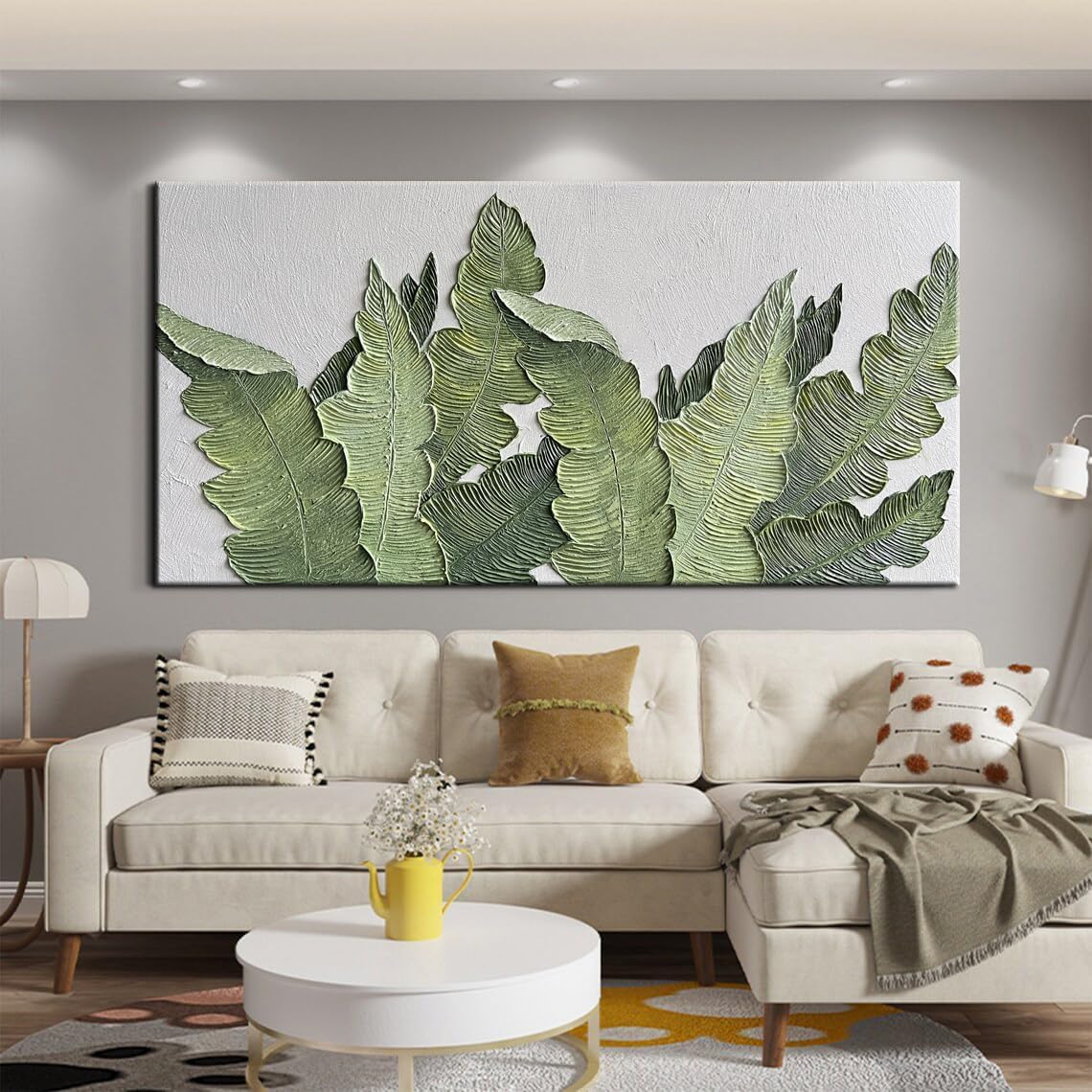YaSheng Art-Canvas Wall Art with 3D Hand Painted Textured Modern Large Oil Painting Contemprary Aesthetic Floral Pictures for Living Room Bedroom DinningDecor (24x48inch, YS170)