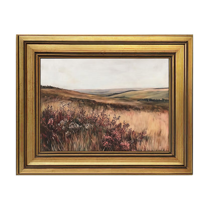 KBKBART Gold Framed Mountain Landscape Wall Art, Rustic Hills Canvas Print