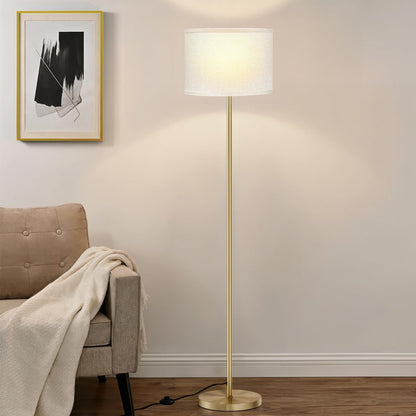 Modern Floor Lamp Simple Design with White Shade & Foot Pedal Switch