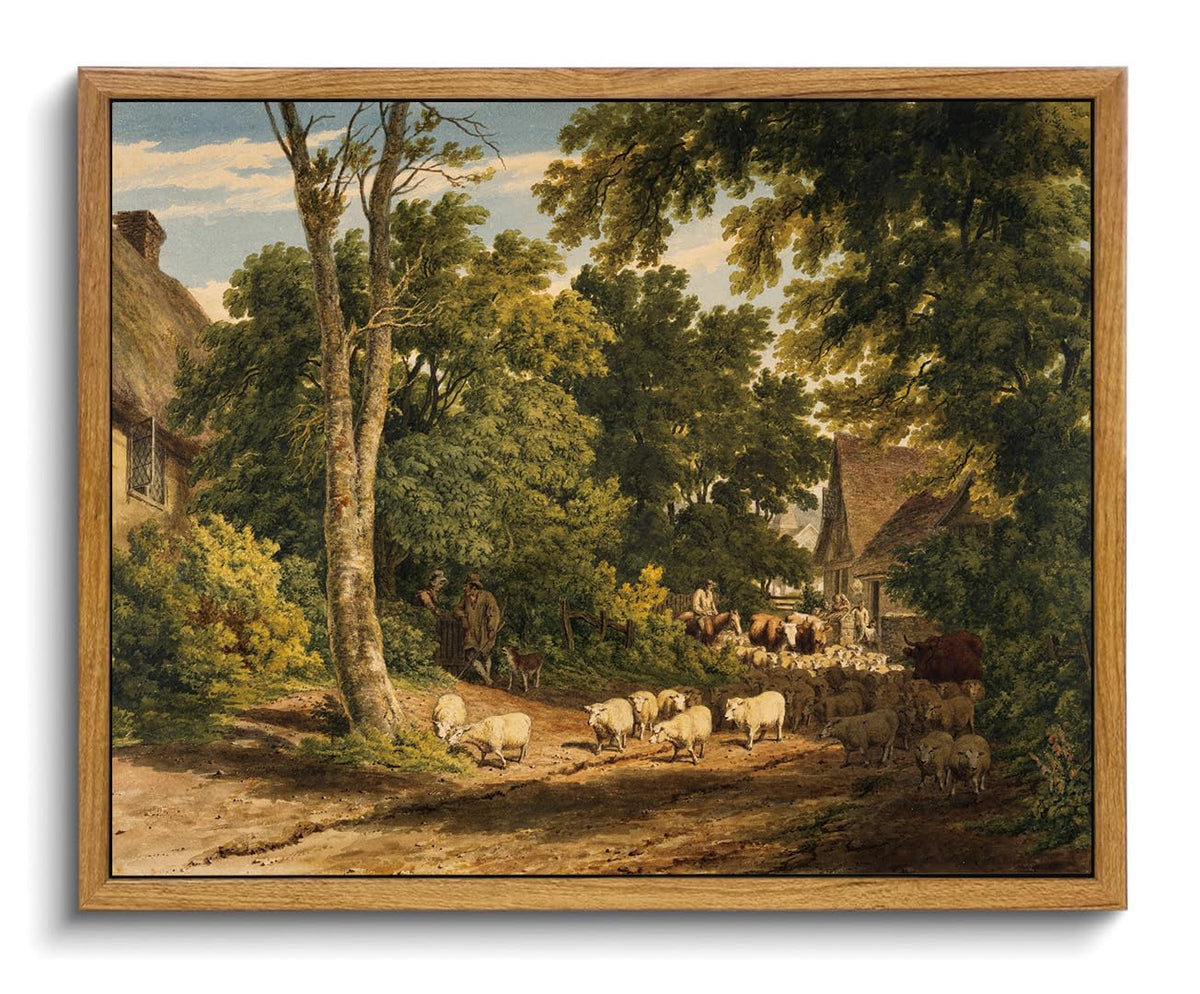 OIQArtOIQ Framed Vintage Wall Art Country Wildflower Canvas Art Paintings