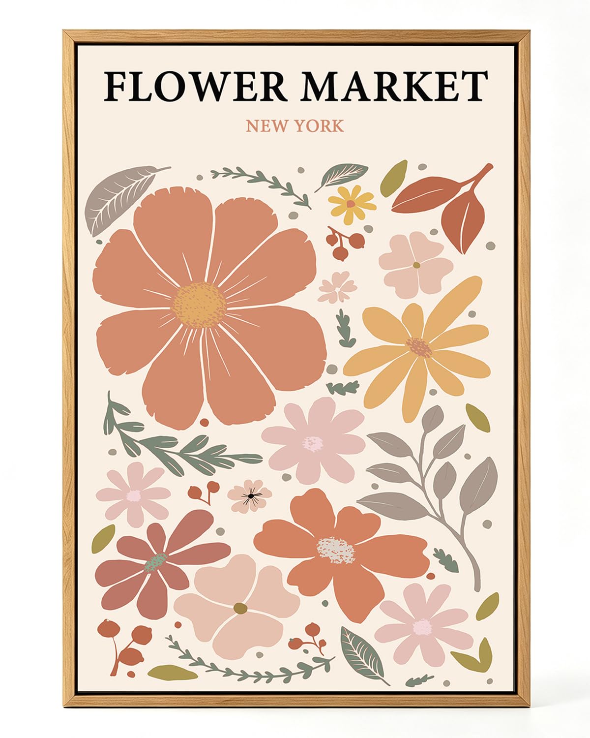 Zzuyi Flower Market Framed Wall Art Boho Botanical Floral Wall Decor 12x16