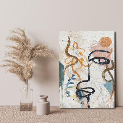 Boho Abstract Face Line Art Wall Decor - Matisse Boho Nordic Wall Art for Living Room, Bathroom, Bedroom - 12x16in