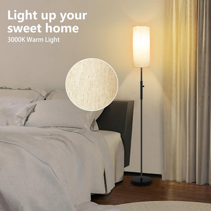 RISLG Floor Lamps for Living Room, Modern Standing Lamp, Minimalist Pole Lamps, Stepless Dimmable 9W Bulb Included, Tall Lamp with Linen Shade, Lamps for Bedroom, Office, Kids Room, Reading Light