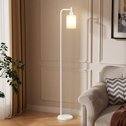 Ziisee Industrial Floor Lamp with Glass Shade - Black, LED Bulbs, Foot Pedal Switch, Easy Assembly
