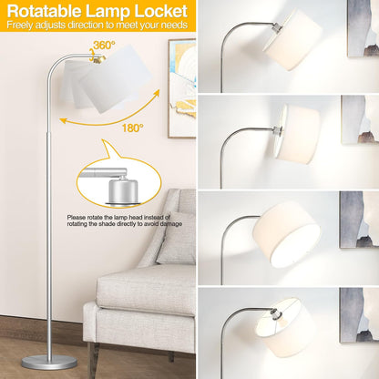 Silver Floor Lamp, Arc Floor Lamps for Living Room
