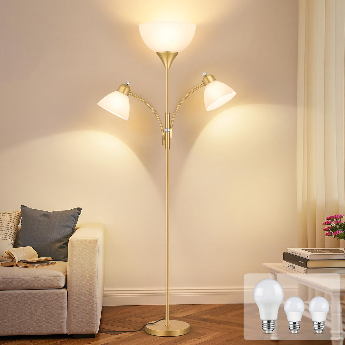 Coucrek Torchiere Floor Lamps for Living Room, 72" Dimmable Reading Lamp