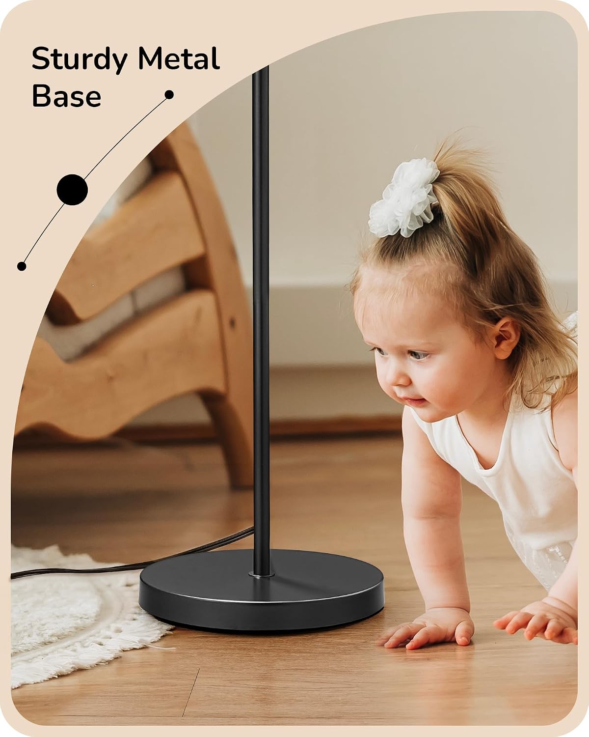 EDISHINE Modern Black Floor Lamps for Living Room, 64.7" Arc Standing Lamp
