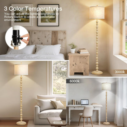 Luvkczc Farmhouse Floor Lamps for Living Room, Standing Lamp with Bulb