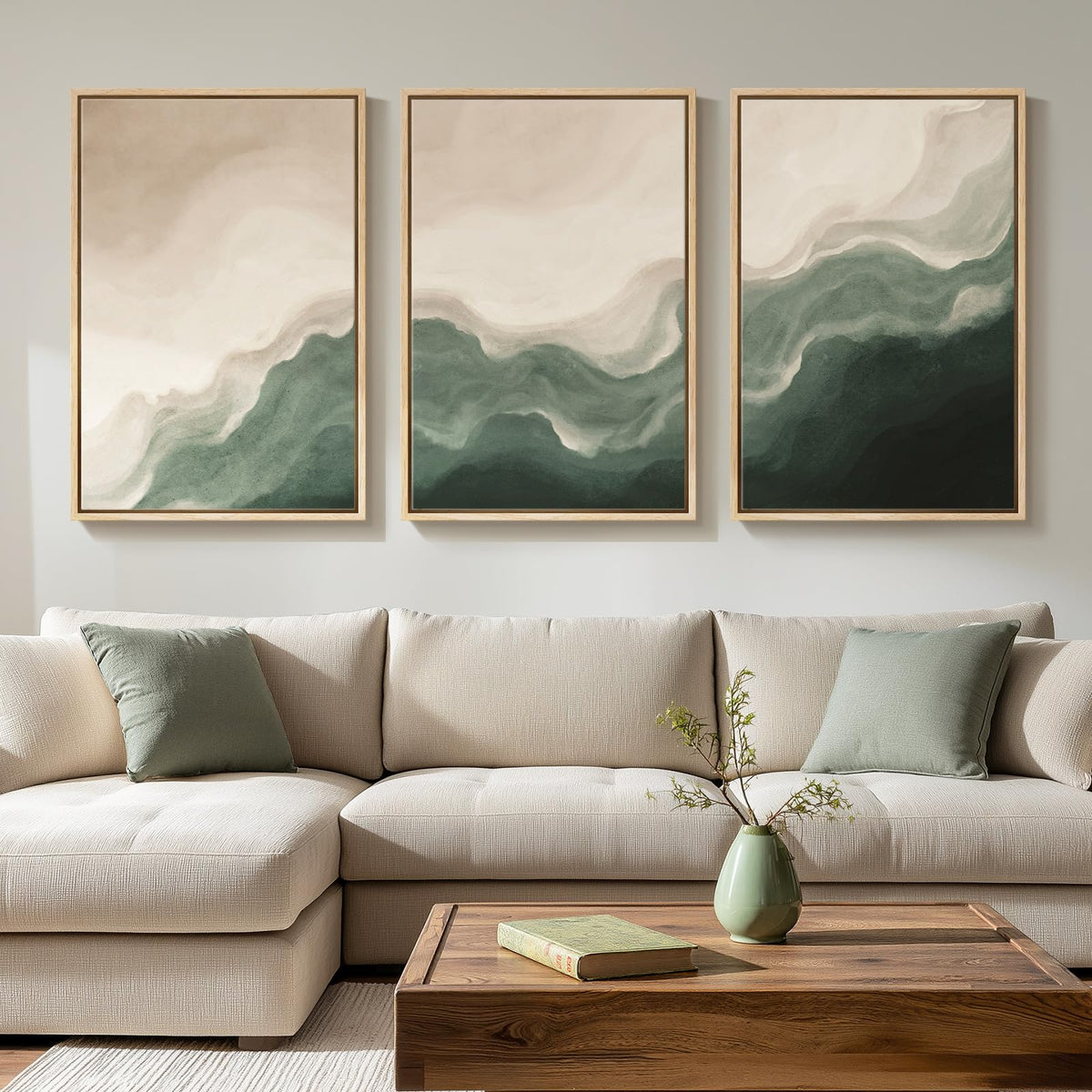 Large Framed Abstract Nature Landscape Wall Art for Living Room, 24x36 In