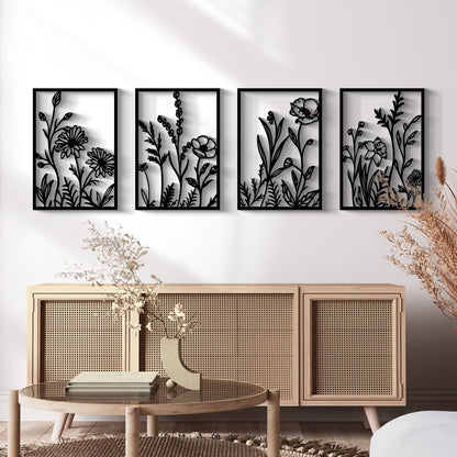 Glamativity 4 Pack Gold Wall Art Decor, Minimalist Single Line Real Metal Wall Art, Woman's Body Shape Abstract Wall Art (Gold Classic Style, 17 x 11.8'')