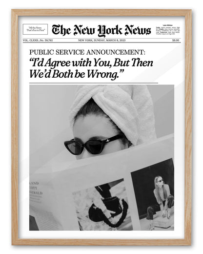 EcoHest 12x16 in Martini Newspaper Framed Wall Art for Bar Cart