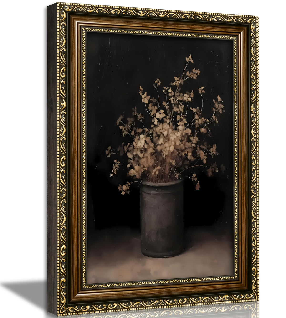 SKZMBTI Vintage Gold Framed Flowers Wall Art Orange blossom Painting Prints