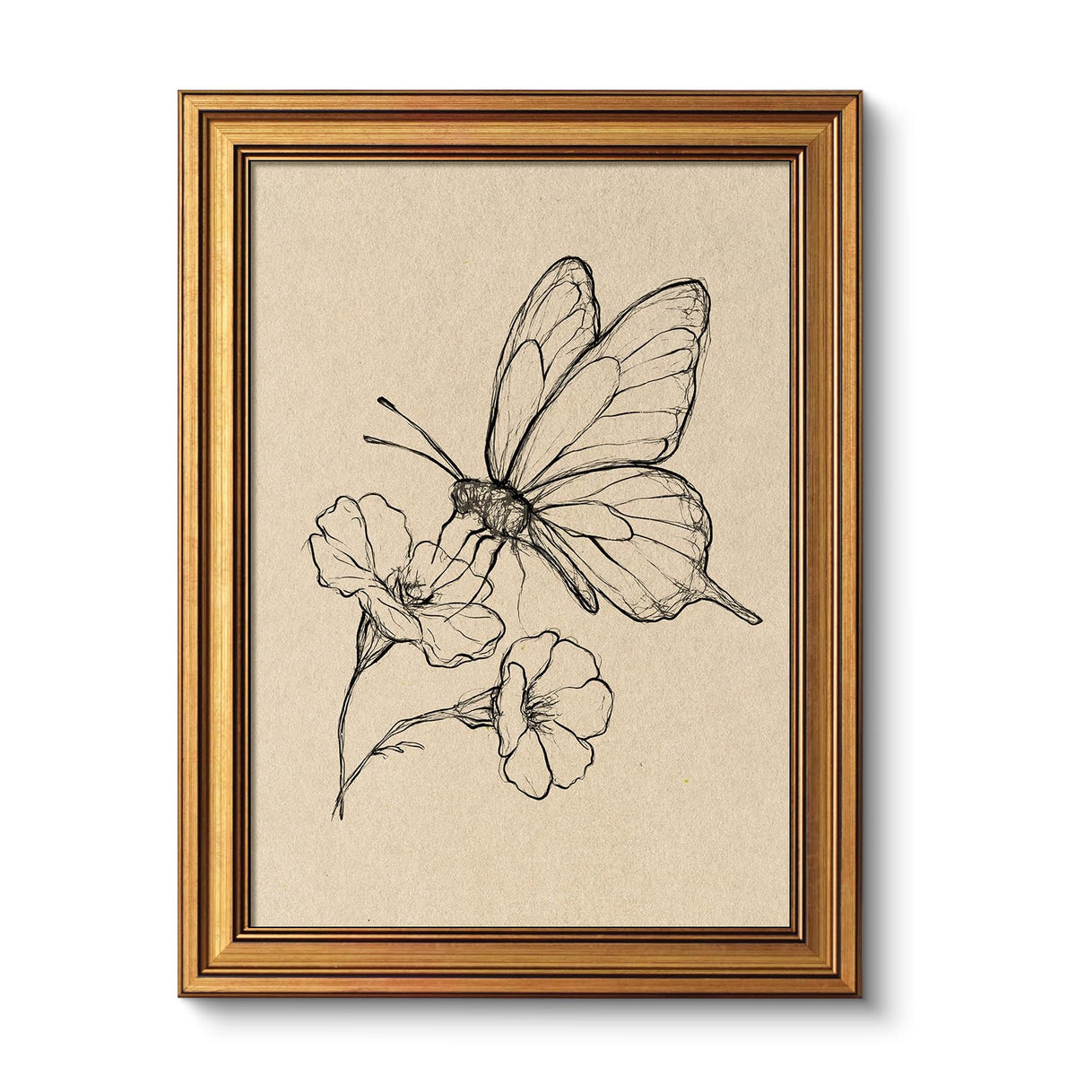VIYYIEA Vintage Gold Framed Wall Art – Hummingbird Sketch, 8x10 IN