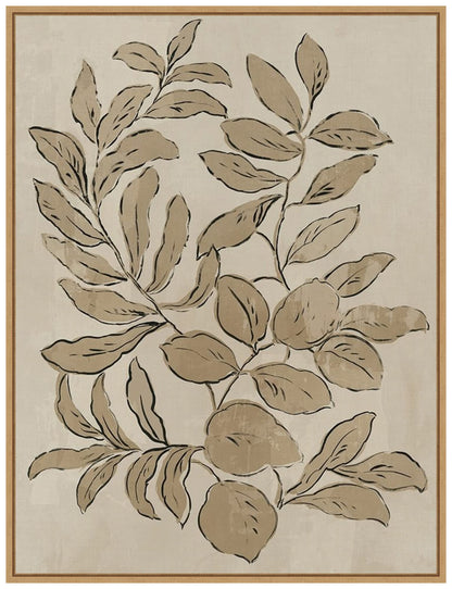 Amanti Art Framed Canvas Wall Art 24x18 Leaves Sketches I by Asia Jensen, Framed Wall Art Canvas, Flowers Artwork, Traditional Decor, Medium Poster Painting for Living Room, Bedroom, Bathroom,