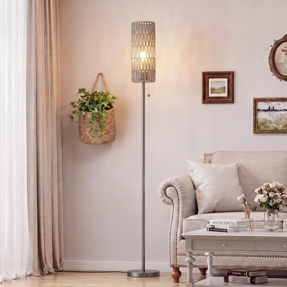 Ambimall 64" Floor Lamp with 9W LED Bulb & Beige Lampshade