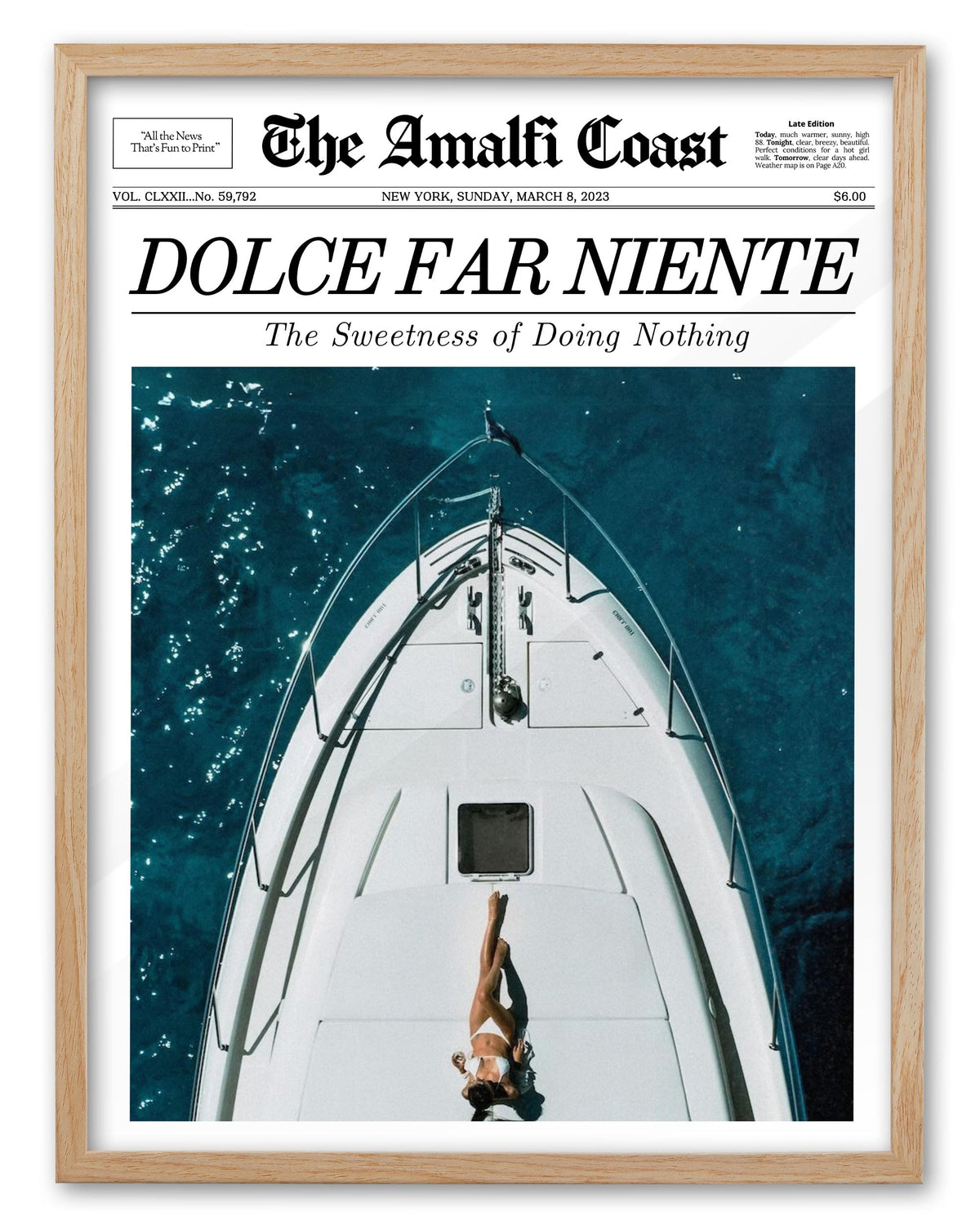 EcoHest 12x16 in Martini Newspaper Framed Wall Art for Bar Cart